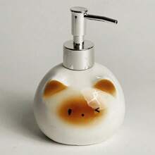1pc Nordic Style Cute Siamese Cat Ceramic Shampoo Shower Gel Refillable Bottle, High Aesthetic Bathroom Supplies Home Bathroom Decor Fall Decor Back To School