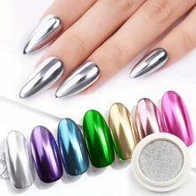 12pcs Y2K Mirror Powder - Shiny Nail Art Effect With Sparkling Metallic Luster And Holographic Iridescent - Contains Powder, Suitable For Nail Art Design, Multiple Colors Available - 彩色 - 查看 2