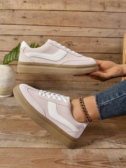 Retro Classic Casual Sports Shoes, New Round Toe Lace-Up Versatile Sneakers For Men And Women