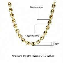 1 件 55 厘米/21.6 英寸男士不锈钢项链链，精致咖啡豆猪鼻项链，男士珠宝礼物 - necklace - 查看 3