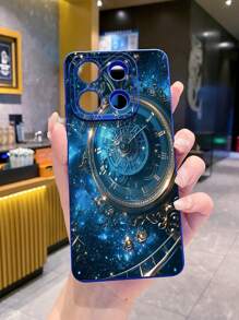 1 pieza Funda de teléfono resistente a golpes, a prueba de agua y resistente a arañazos con diseño de reloj de cámara vintage compatible con Apple/Galaxy/Infinix/Redmi/OPPO/VIVO/Realme - Azul - Ver 3