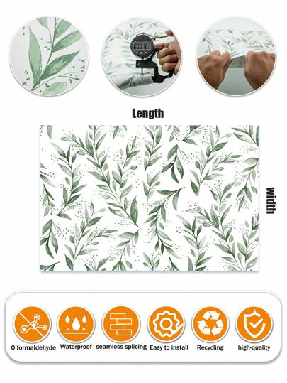 Roll 45cm Groen Leaf Peel Stick Wallpaper, Bohemian Removable Vinyl Contact Paper, Moderne Neutral Self Adhesive Wand Cabinets, Bedrooms view 8