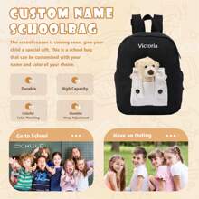1 pezzo Zaino personalizzato con nome per bambini, zaino a forma di orsacchiotto, borsa scolastica con nome ricamato per bambini piccoli, regalo per il ritorno a scuola, borse regalo per bambini e signore - Multicolore - Visualizzare 5