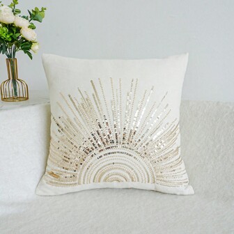 1 件，阳光亮片串珠刺绣靠垫套、无芯枕套，适合多种房间风格的家居装饰品