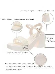 2026 New Lightweight Thick-Soled Ruched Fashion High Heel Sandals, Soft Mesh Material, Lightweight & Fashionable High Heel Increase Height Sandals, All Season, Plus Size Women High Heel Sandals, Comfortable & Beautiful Sexy Low Price Shoes, Women's High Heel Sandals, Wedge Heel Design, Gold Buckle