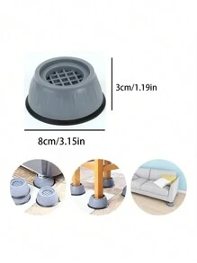 4-Piece Washing Machine Feet Pads Grey 8*8*3CM - Multicolor - View 2