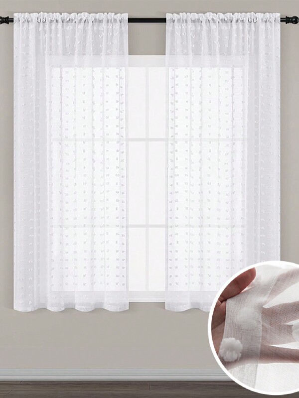 2 pannelli di tende da cucina con pois bianchi trasparenti, tende da salotto e camera da letto, decorazione domestica in tulle corto