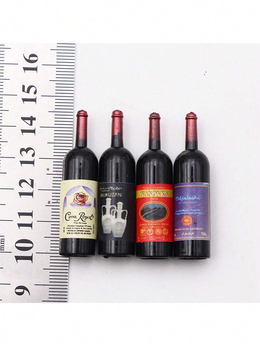 1pc Mini Realistic Plastic Red Wine Bottle Toy, Micro Landscape Decoration Photo Prop [Random Color] - Multicolor - View 1
