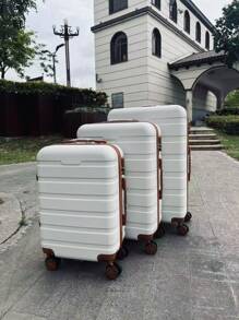 1 件 20/24/28 英寸耐用大容量行李箱万向轮锁密码锁随身行李拉杆箱适合学校大学适合男孩女孩女士男士旅行圣诞节礼物节日必备品 - 米色 - 查看 5