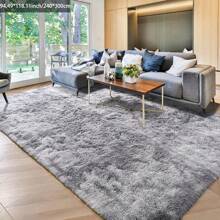 Black Carpet Super Soft Fluffy 9x12 Feet Rug For Bedroom, Fluffy Area Rug For Living Room Floor Rug, Fluffy And Comfortable Rug For Bedroom Room Decoration Dormitory Rug, Suitable For Living Room, Bedroom, Dining Room - Màu xám nhạt nhuộm cà vạt - Xem 4