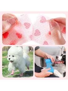1 Pc Non-Woven Self-Adhesive Pet Wrap Bandage For Outdoor Use, Suitable For Feet Protection, Simple Bandaging, Sports Protection, Joint Protection, Features: Elastic Stretch, Comfortable Breathable, Compression Protection, Non-Stick To Fur, Self-Adhesive Easy Tear, Material: Non-Woven Fabric, Suitable For All Dog Breeds, Size: 5*450cm, 7.5*450cm, 10*450cm