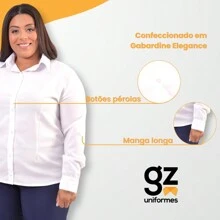 Women's Plus Size 3/4 Sleeve Dress Shirt - White - View 3