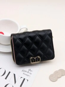 Stylish Embroidered Multi-Card Slot Bifold Wallet With Chain Gifts Valentines For Women Wallet Purse Wallet Small Wallet - Black - View 1