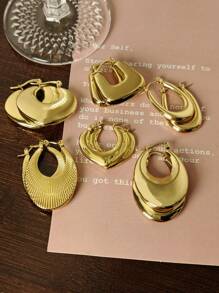 Pendientes de aro gruesos dorados para mujeres, pendientes de aro gruesos chapados en oro de 18K, ligeros, joyas de moda hipoalergénicas y regalo - par de oro - Ver 9