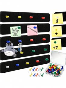 Set de 5 piezas de Tablero de mensajes de fieltro de 33*5cm, tablero de notas de oficina de fieltro, adhesivo para pared, tablero de exhibición - Multicolor - Ver 23