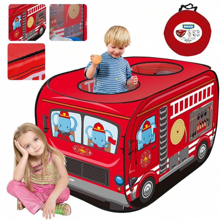 1 pieza Carpa plegable portátil para niños para uso interior y exterior, regalo de Navidad/Halloween/Pascua para niños y niñas - Rojo - Ver 1