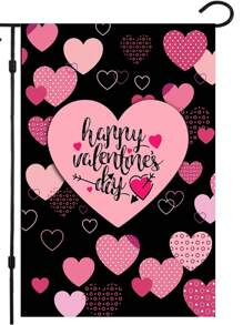 1pc Love Flag For Valentine's Day, Red & Pink Striped Double-Sided Heart-Shaped Valentine's Day Flag, Heart Combo Valentine's Day Garden Flag, 30 X 45cm Valentine's Day House Flag, Suitable For Valentine's Day Decoration - Multicolor - View 10