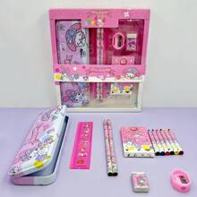 Sanrio Sanrio Black Cat Deluxe 12pcs Stationery Set - Includes Pencil Case, Pencils, Crayons, Eraser And Ruler, Suitable For School Supplies, Teen Awards And Gifts,Back To School