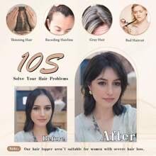 7*11CM Nakładki na włosy dla kobiet Prawdziwe włosy ludzkie, 360° 3D grzywka Spinka do włosów Nakładki na włosy ludzkie dla kobiet z przerzedzającymi się włosami, 10-calowe puszyste nakładki na włosy dla kobiet Nakładka na włosy