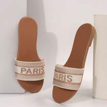 Monogrammed Embroidered Sandals For Women - Comfortable And Stylish Open-Toe Slippers Perfect For Summer And The Beach - Màu be - Xem 11