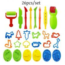 Juego de 26 piezas de moldes de plastilina educativos para hacer tú mismo, juego de herramientas de juego y molde de cuchillo, colores surtidos, varios moldes de plástico incluidos (entrega aleatoria) - Multicolor - Ver 7