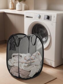 1/2 件大容量弹出式洗衣篮带手柄 – 可折叠网状洗衣篮，用于存放脏衣服，家庭居家衣物储存，酒店客人衣物储存，可折叠，小巧轻便。 连衣裙 裤子 鞋子 牛仔裤 靴子 裙子