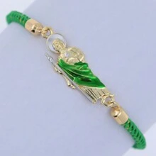 1pc Classic  Saint Jude Image Milan Weave Bracelet, 18K Gold Plated Copper, Unisex, Suitable For Daily Wear, Prayer Or Blessing - St. Jude - View 5