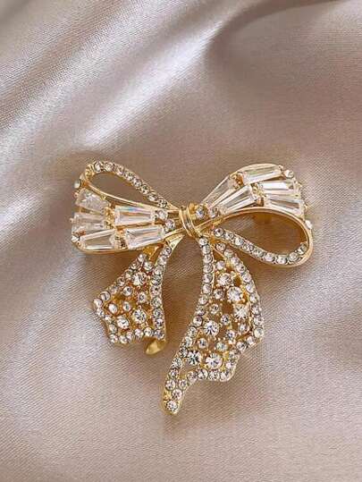 1 pieza Broche de lazo elegante de circonita, accesorio decorativo antideslizante para trajes, pasador de corsé de mujer de alta calidad - accesorio perfecto para vestidos de San Valentín, accesorios para ropa, bolsos, escuela, oficina, camisas, chaquetas, joyería, ropa de Navidad, Halloween, regalos divertidos y lindos para maestros