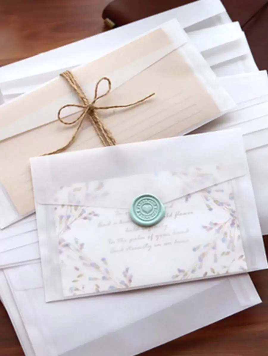 50 chiếc/20 chiếc/10 chiếc Phong bì giấy sulfat mờ trong suốt, có sẵn theo gói 50, 20 và 10 chiếc để bạn lựa chọn - trắng - Xem 1