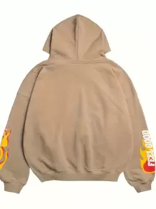 Unisex Casual  Print Hooded Sweatshirt - Cozy Long Sleeve Top For Autumn And Winter With Kangaroo Pockets And Adjustable Drawstrings