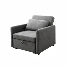 LAOPAO 3-In-1 Sofa Bed, Convertible Sleeper Chair Sofa Bed Adjustable Pull Out Sleeper Chair Bed Multi-Pockets Folding Sofa Bed For Living Room Bedroom Small Space Storage Stool-, Flannelette Loveseat Sleeper Couch With Pull-Out Bed For Small Space Sofa - Xám - Xem 4