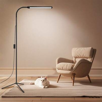 Bright LED Floor Lamp - Adjustable Color Temperature & Dimmable Brightness Modern Floor Lamps, USB Adjustable Height Gooseneck Standing Work Light For Reading, Office, Living Room, Bedroom, Eyelash Extensions, Facial Spa, Salon And Makeup Lamp