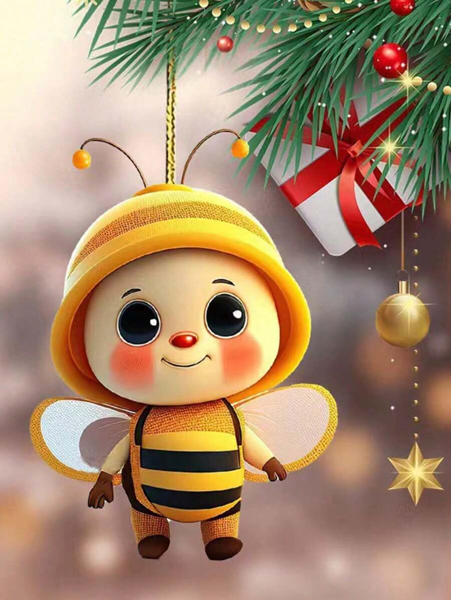 Lindo y divertido conjunto de abejas para decoración del auto, como colgante para el espejo retrovisor del auto, regalo de Navidad para decorar el arbolito