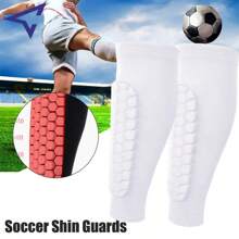 1 Pair White Honeycomb Foam Padded Soccer Shin Guards, Lightweight Lower Leg Protectors With Honeycomb Pads, Suitable For Soccer, Baseball, Boxing, Taekwondo And Cycling