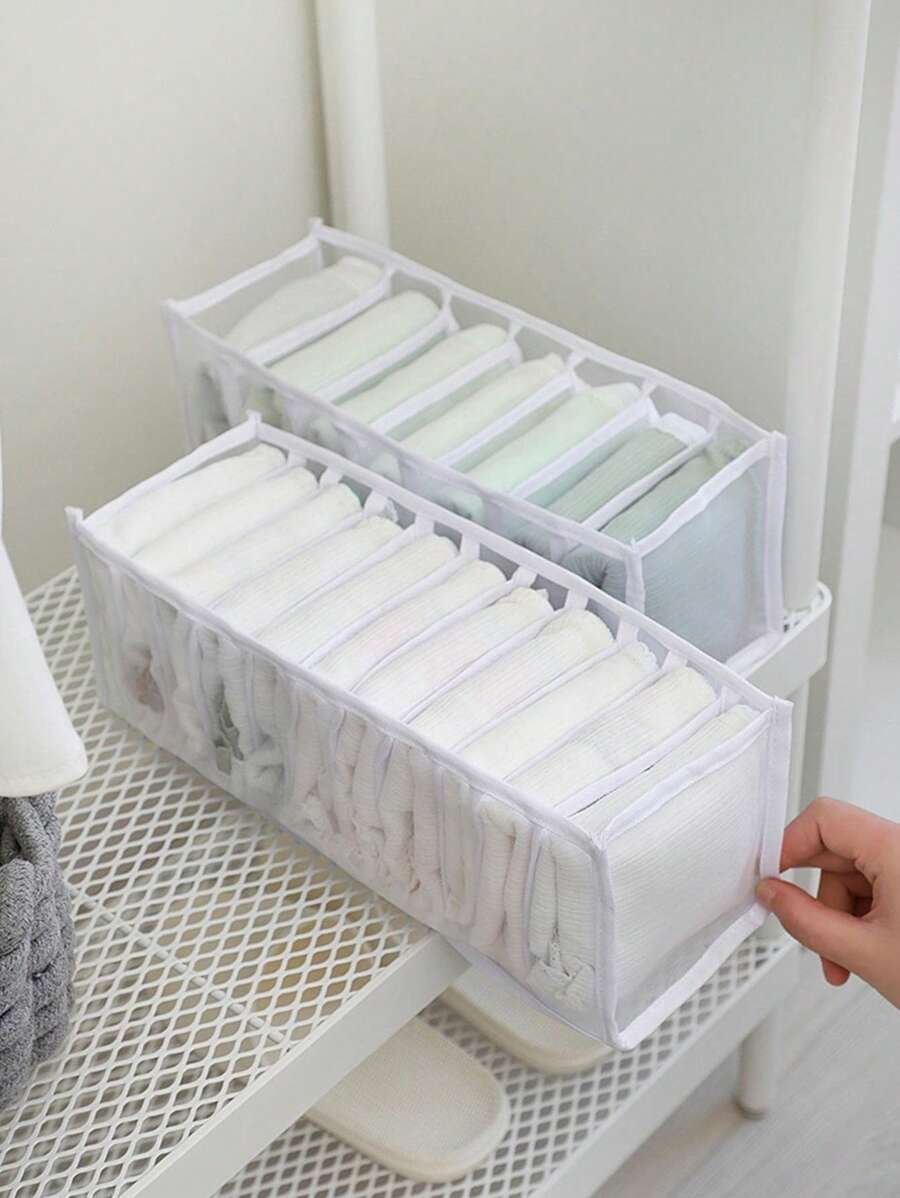 1 件衣服和裤子收纳盒，家用衣柜分层收纳盒，带内衣分隔器的分类袋。可折叠衣服收纳盒，适用于衣柜收纳，抽屉整理，返校用品装饰品装饰节日装饰房间装饰家居装饰卧室装饰连衣裙裤子鞋子牛仔裤靴子裙子卧室，收纳盒，家庭收纳，白色 T 恤女士，黑色裤子女士，女士冬装，连衣裙， - 白色 - 查看 1