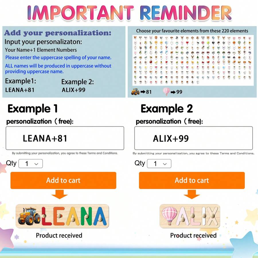 [New Font And New Pattern] Customized Puzzles, Customized Children's Educational Toys With Optional Bottom Plate Patterns, Support Customization Of 3-10 Letters And 1 Pattern, Suitable Birth Gifts, Christmas Gifts(With Stand)