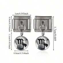 1pc Stainless Steel 9mm Watch Module Pendant Twelve Constellations Dripping Oil Series DIY Bracelet Module Bracelet Assembly Decorative Module Connector Watch Block Elastic Bracelet Assembly Accessories