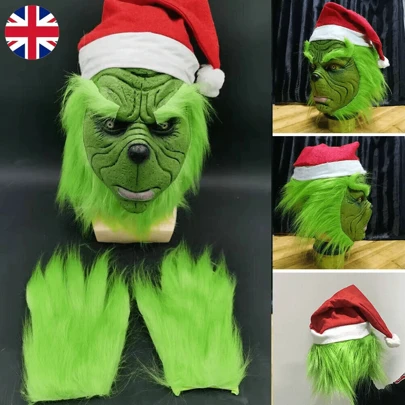 Christmas Cosplay The G.Rinch Full Head Latex Mask Hat Monster Adult Costume Xmas