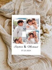 1 pezzo Carta di matrimonio personalizzabile, carta di congratulazioni per novelli sposi, carta regalo per matrimonio, con opzione di aggiungere foto, nome e data, con 2 scelte di colore per la busta, decorazione per San Valentino, matrimonio, bomboniere per feste di San Valentino e Galentine - Multicolore - Visualizzare 4