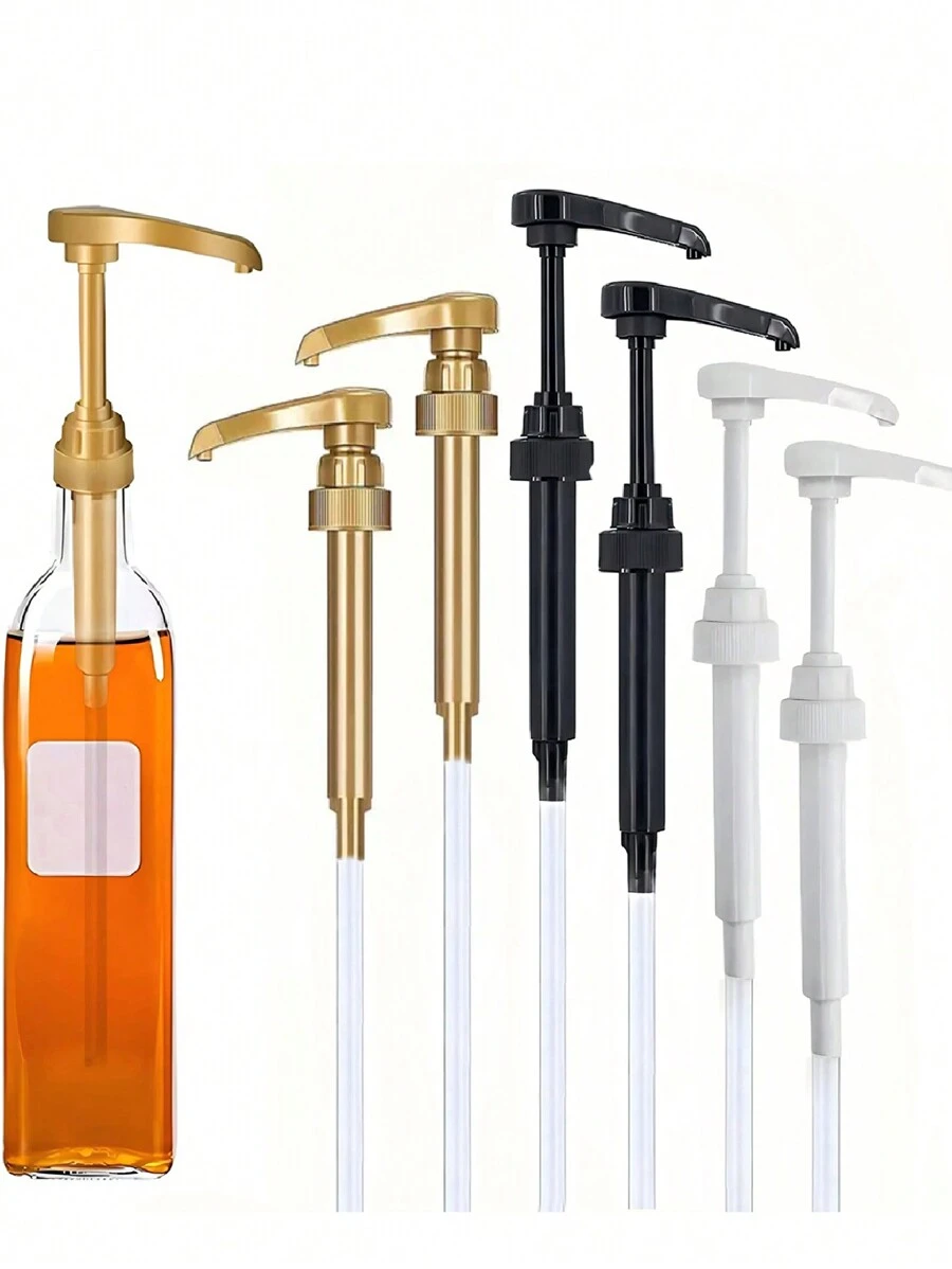 8cc 3pcs/5pcs Black/White/Gold Syrup Pumps, Syrup Pumps For 750ml/25.4oz Bottles, Syrup Pumps For Coffee Syrup Snow Cones, Creative Spice Bottle Pumps, Sauce Pump Dispensers, Pump Dispensers, Multi-Function Pump Dispensers For Oil Bottles, Kitchen Tools),No-Mess, Fixed Angle Design, Anti-Clog, Spill-Proof, Easy-Flow, Fits Multiple Brands - Torani, DaVinci, Skinny, Upouria, Holy Kakow, And 1883