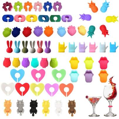 1 Set Creative Silicone Cup Labels, Party Cup And Drink Identifiers, Wine And Champagne Glass Markers, Water Cup Decorators, For Outdoor, Camping