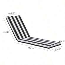 1PCSOutdoor Lounge Chair Cushion Replacement Patio Funiture Seat Cushion Chaise Lounge Cushion-Black/White Stripe