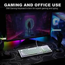 Teclado de juego YUNZII D98 Verde Blanco, teclado silencioso con retroiluminación RGB para oficina, teclado numérico completo, resistente a derrames, anti-ghosting, teclado con cable USB de membrana de 98 teclas para PC gaming y oficina - verde blanco - Ver 12