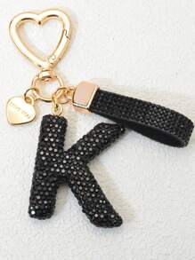 1pc Pink Soft Clay Letter Rhinestone Keychain, Cute Personalized Charm Pendant For Women, Bag, Car, Mothers, Friends, Valentine's Day Gift Valentines Car Accessories Bag Charm School Goth Y2k Bag Accessories Lanyards With Id Holder Car Accessories Bag Charms