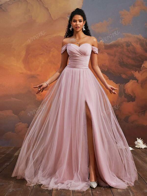 VIPGIRL VIPGIRL Luxury Off Shoulder Evening Gown Sexy Elegant Party Dress, Adult Formal Dress For Runway Show, Wedding Guest Dress