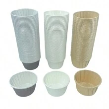 LIFETALK 50/100PCS White, Kraft, Brown Paper Muffin Cups Homemade Baking Molds Kitchen Birthday Party Supplies PE Coated Oilproof Printing Design Round Cupcake Cases