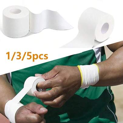 1/3/5 piezas de cinta deportiva blanca con borde serrado de 3.8cm*9.1m, amigable con la piel y cómoda, respirable sin residuos pegajosos en las manos, adecuada para deportes, fitness, boxeo, yoga y pilates