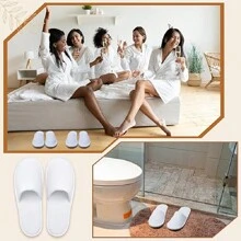 10/20/30 Pairs Spa Hotel Guest Slippers Toe Towelling Disposable Terry Style New - White - View 6