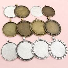 5pcs Fits 40mm Cabochons Pendant Blank Base Setting Bezel Trays For DIY Jewelry Making Accessories Findings - Pendant Cabochon Base - View 8
