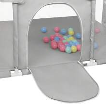 Bed Rail, Playpen 180 X 120 X 66 Cm With 50 Ocean Balls, Play Area With Football Goal And Basketball Hoop - 淺灰色 - 查看 9